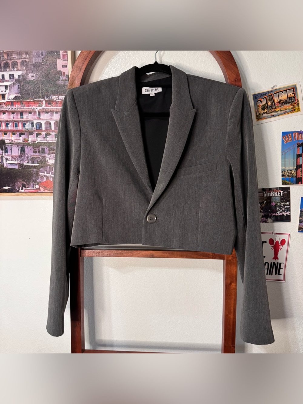 Djerf Avenue Cropped It Blazer Jacket Grey - Picture 6 of 11